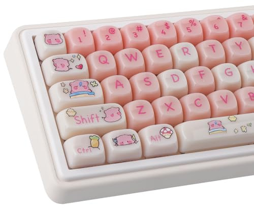 Hyekit MOA Keycaps - 140 Key Jade PC Cute Keycap 60% 75% 100% Translucent Shine Through Keycaps Creamy Custom Keyboard Keycap Set for Cherry MX Magnetic Switches Mechanical Keyboard