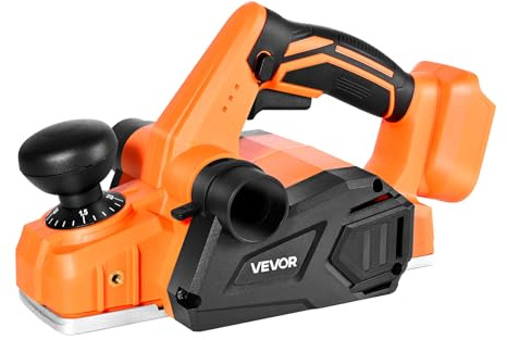 VEVOR Rabot Électrique sans Fil Largeur Coupe 82 mm Raboteuse à Bois à Main 15000 tr/min Moteur sans Balais Profondeur Coupe Réglable pour Travail Bois, Compatible avec Batterie VEVOR 18 V Non Incluse