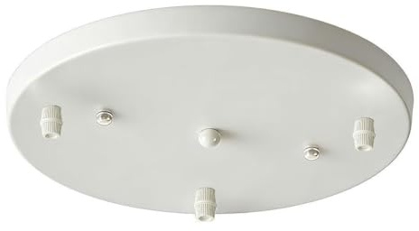 AstrizLamp 3 Agujero Embellecedor Lampara Techo 25cm Circular Roseta de Techo de Metal Blanco Hierro Cubierta Lámpara de Techo 3 vía Fijación al Techo con Accesorio para plafones, lámparas colgantes