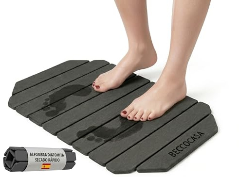 BECCOCASA Tappeto da bagno in pietra di diatomite naturale, ad asciugatura rapida, antiscivolo e antibatterico, tappeto ecologico e assorbente di design premium