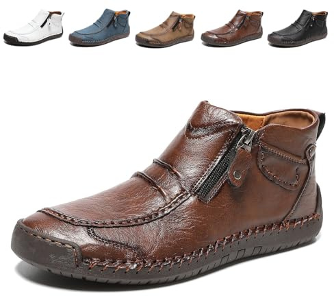 Herrslip-on Ortopediska Läderstövlar, Handgjorda Slip-on Körstövlar I Premiumläder For Män, Med Dragkedja I Sidan, Bred Tå