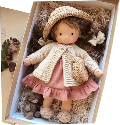 Ragdoll 11x2x5 tum trasdocka med låda med väska för hattar, skor och andra dekorationer söta trasdockleksaker för spädbarn och småbarn perfekt för jul Com