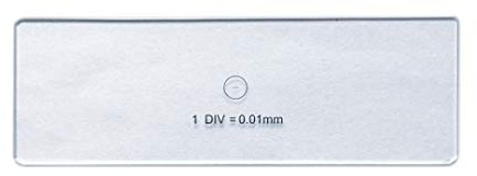 MUHWA Micrómetro de Platina 0,01 mm, Portaobjetos de Calibración para Microscopio, Vidrio Óptico, 75x25x1 mm, de Laboratorio
