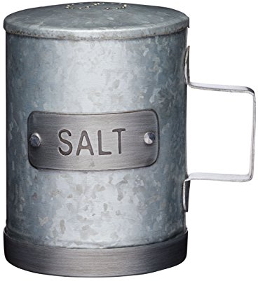 KitchenCraft Industrial Kitchen Saliera in Acciaio Zincato Stile Vintage, Design Industriale, Manico Saldato e Tappo in Silicone, 10 cm