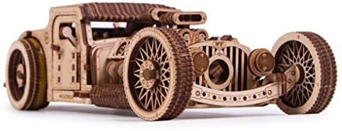 Wood Trick Frisiert Auto Holzmodellauto-Kit zum Bauen - Fahrten bis zu 9,7 m - Sehr detailliert und robust - Keine Batterien - 3D-Holzpuzzle - Mechanisch