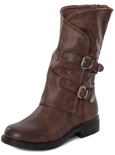 Toocool - Botas de mujer Biker Boots Hebillas Anfibi Motociclista Zapatos Casual G620