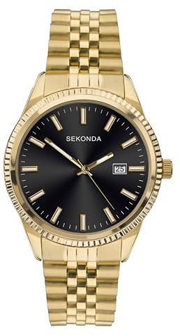 Sekonda King Mens Analogue Watch 40mm Gold Stainless Steel Bracelet