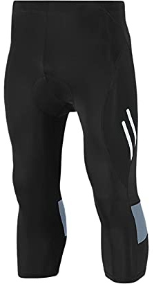 Herr 3/4 cykelbyxor, sport cykelbyxor reflekterande kompression cykelbyxor herr tights cykling byxor elastiska ventilerande leggings sportbyxor med 3D-svamp gelkuddar för utomhus cykling, GRÅ, XL