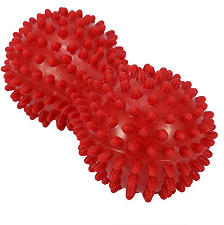 Agatige Double Peanut Massage Lacrosse Ball, Spiky Therapy Ball for Leg Back Shoulder Muscle Release Relief Deep Tissue Massage Yoga Ball for Yoga, Pilates, Tennis(#1 Red)
