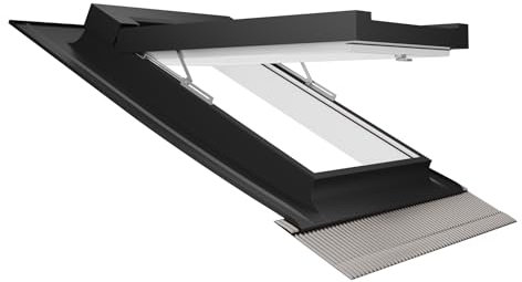 Emica - Finestra da tetto apertura Vasistas in Alluminio | Linea Habitat con Vetrata basso emissivo Certificata CE | Interno Legno Abete Colore Bianco | Spazi Abitativi(55x78 Base x Altezza)