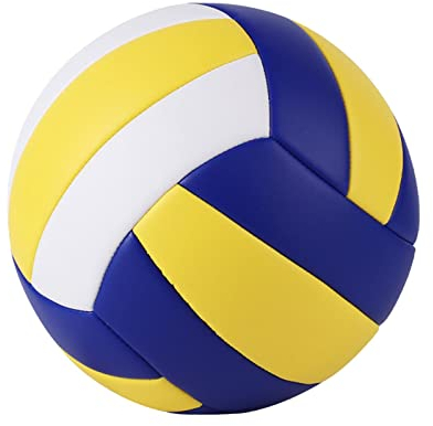 Perfeclan Standardgröße 5 Indoor Volleyball Weicher Freizeitball mit Ballpumpe Spielpool Gym Teenager, Blau Gelb