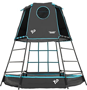 TP Toys Explorer Metal Climbing Frame Black Edition - Outdoor & Garden Den, Adventure Playmat & Cargo Net Entrance Gardens, Outdoor Toys For Kids, Suitable For Kids Aged 3-12 Years.