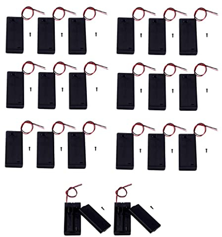 LampVPath (Pack of 20 2 AA Battery Holder with Switch, 2X 1.5V AA Battery Holder Case with Wire Leads and ON/Off Switch-Bulk