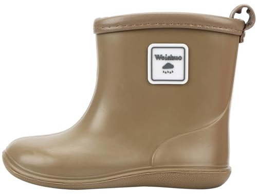 Weishuo Baby Wellies Waterproof Lightweight Toddler Rain Boots for Little Kids Unisex Boys Girls, Manufacturer Size 21, 12 UK Big Kid, Camel