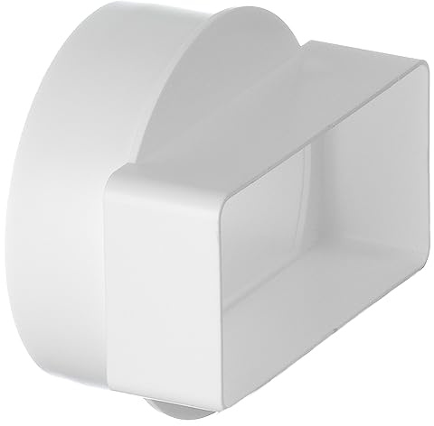 Steinberg14 White 110x55mm - Ø 100mm Flat Channel to Round Pipe Ducting Adaptor - Plastic Straight Connector, Adapter, Reducer - Ø 4 inch - 4x2 inch