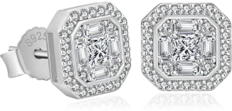 KRKC&CO S925 Silber Ohrringe Herren Iced Out, Viereckige Ohrringe 9mm, Weißgold beschichtet Ohrsteckers, hypoallergen, 𝗚𝗲𝘀𝗰𝗵𝗲𝗻𝗸 𝗳ü𝗿 𝗠ä𝗻𝗻𝗲𝗿 Damen Jungs