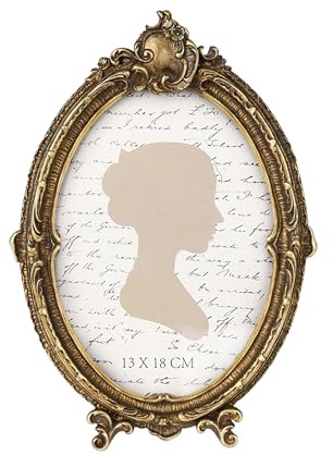 Sunlit Vintage Picture Frame 5x7 Inch, Oval Antique Photo Frames with Glass Front, Luxury Photo Display, Tabletop Wall Hanging, Gift Ideas, Bronze