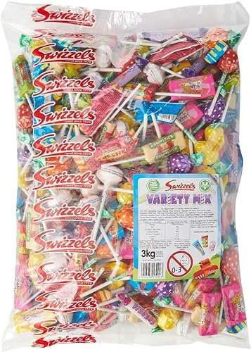 Variety Mix. Mixed Sweets 3kg. love hearts, double lollies, fruit lollies, parma violets, fizzers and drumstick lollies.