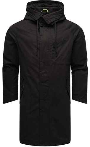 STONE HARBOUR leichte Herren Übergangsjacke lang Outdoorparka mit Kapuze Yaroon Black Gr. L