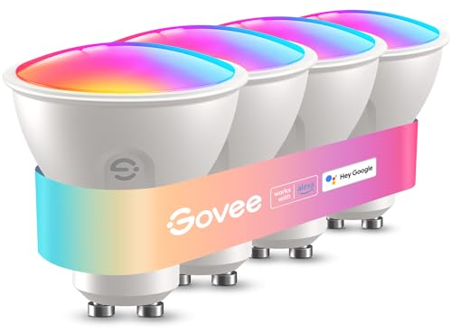 Govee Glühbirne GU10 LED RGBWW, Smarte Glühbirne Funktioniert mit Matter, Alexa, Google Home, 400LM WLAN LED Lampe Dimmbare Farbwechsel, 56 Szenen, Smart Bulb GU10 Synchronisierung mit Musik 4 Packung