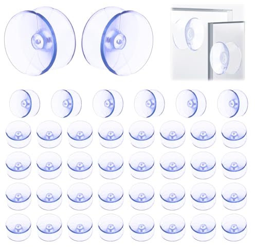 40 Stück Saugnapf Doppelseitig, Doppelseitige Saugnäpfe mit Dia 20mm, Saugnäpfe für Glasplatten, Transparente Double Sided Suction Cups, Kleine Saugnäpfe, Kunststoff Saugnapf, für Glasplatte usw.