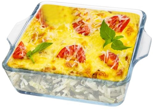 ZMDMAH Teglia da forno in vetro, 0,8 l, 19,5 x 16,5 x 4,6 cm, piccola teglia per forno e microonde