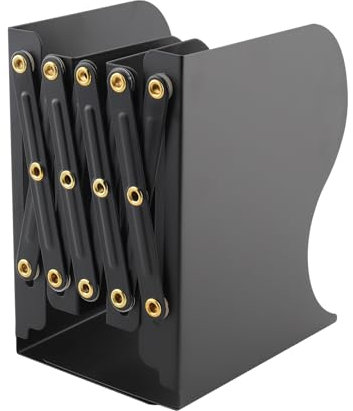 Zosenyer Buchstützen Metall, Verstellbare Buchstützen, Erweiterbare Bücherhalter Book End Kann Um zu Dekorieren Geeignet für Büros (Schwarz)