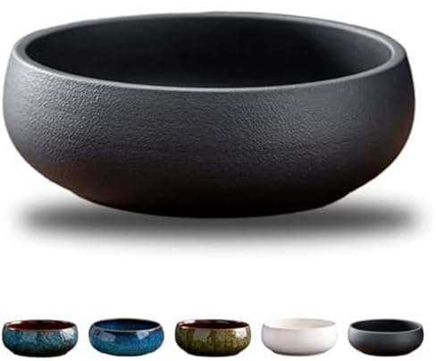 OWSEN Fioriera a forma di fiore di loto, per piantare in acqua all'interno, ciotola per bonsai, semi di fiore di loto, ciotola rotonda in ceramica, per piante grasse, design a prova di perdite, colore