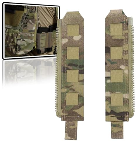 WLXW Kit Fermeture Éclair Molle Panneau Arrière Tactique Adaptateur Sangle Fermeture Éclair Molle avec Système Chargement Extensible pour Gilet Tactique Sportif CPC JPC(CP)