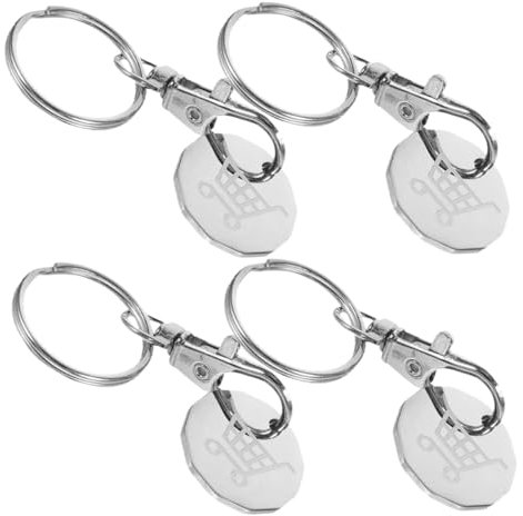 DOITOOL 4piezas Colgante De Llavero para Carrito De De Llaveros Ficha De Acero Inoxidable Prácticos Accesorios para Retirar El Carrito De Supermercado