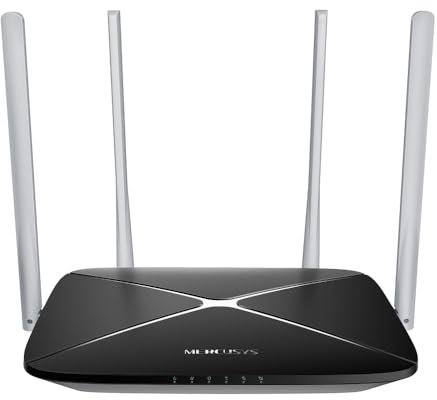 Mercusys MB135-4G | Router 4G SIM, LTE CAT4, Wi-Fi AC1200 Doble Banda (5GHz/2.4GHz) + 4 Antenas Potentes, Máxima para 64 Dispositivos, Compatible con Todos los operadores