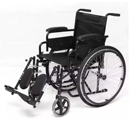 Lightweight Self Propelled Wheelchair – 14kg Foldable Carbon Steel, Quick Release 24 Rear Wheels, Double Brakes, Attendant Hand Brakes, Foldable Footrest, Travel Mobility Aid