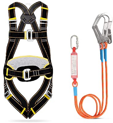 CXGFRGH Arnés de Seguridad, Arnés de protección contra caídas, arnés Seguridad anticaídas Cuerpo Completo con cordón, Kit for Escalada en Roca(Black)