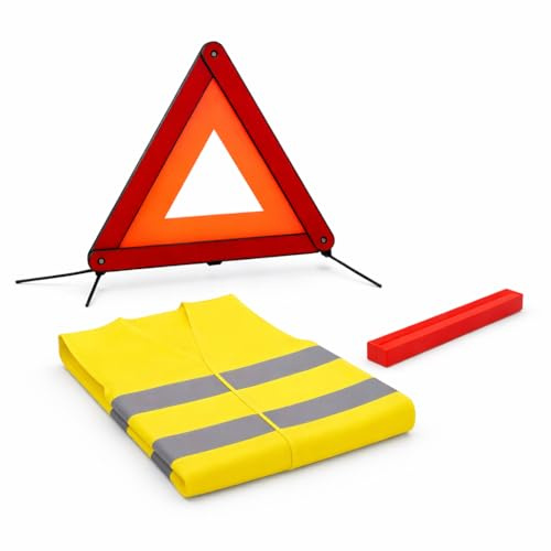 PAIF Triangolo Autoferma Micro con Piede a Ragno – Omologato ECE 27R04 – Triangolo Emergenza Compatto Autoportante – Alta visibilità e Custodia Rigida Inclusa (1, PAIF® Triangolo Gilet)