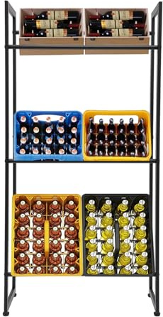 Estantería de 3 niveles para cajas de bebidas, estantería para bebidas, estantería para cajas, estantería de pie con patas ajustables, capacidad de carga de 50 kg aprox. para cocina, despensa y