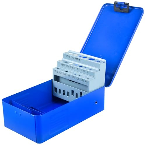 RURITKIT Tap and Drill Index/Case, Tap Drill Bit Index Box, Empty Metal Case for #6-32 - 1/2-13 UNC (9 Sizes)