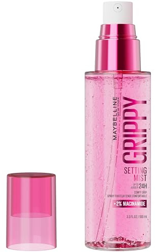 Maybelline New York Grippy Brume Fixation Maquillage 24H Niacinamide 100ml | Technologie Gel-to-Mist, 2% Niacinamide, Sans transfert, Illumine le teint, Tous types de peaux