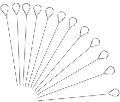 Brochetas de Metal 12/30 piezas de cordones for atar pavo, brochetas acero inoxidable 6 pulgadas for asar cebollas, gambas, carne laminada(12Pcs,19.5CM)