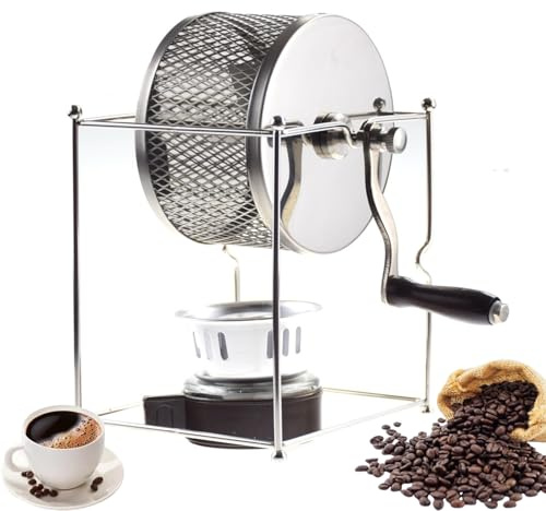 Machine à torréfacteur manuelle en acier inoxydable, outil de cuisson de chauffage uniforme, design compact pour la maison, facile à utiliser avec poignée