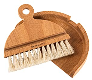Tischbesen-Set - 2-teilig, klein und handlich, perfekt für Krümel und Brösel auf dem Esstisch oder der Küchen-Arbeitsplatte, Handfeger & Schaufel aus Holz, kleines Kehr-Set, Tischdecken-Bürste