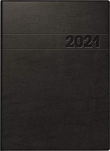 BRUNNEN 1079611901 Buchkalender Modell 796, 2 Seiten = 1 Woche, 14,8 x 20,5 cm, Schaumfolien-Einband schwarz, Kalendarium 2021