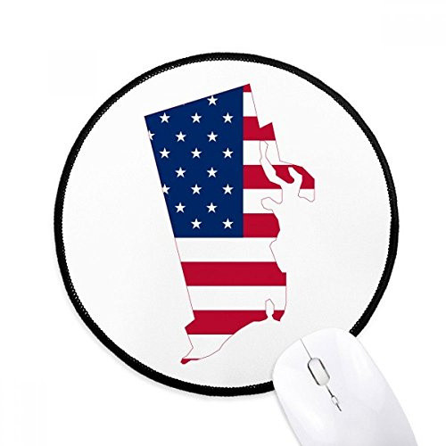 Rhode Island USA Map Stars Stripes Flag Mouse Pad Desktop Office Round Mat for Computer