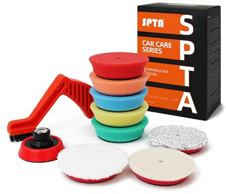SPTA Drill polishing kit, 11Pcs 3-Inch Buffing Polishing Pads, Car Foam Drill Buffing Pad, Polishing Pads Kit, Buffer Polisher Kit for Car Polishing, Waxing, Sealing Glaze