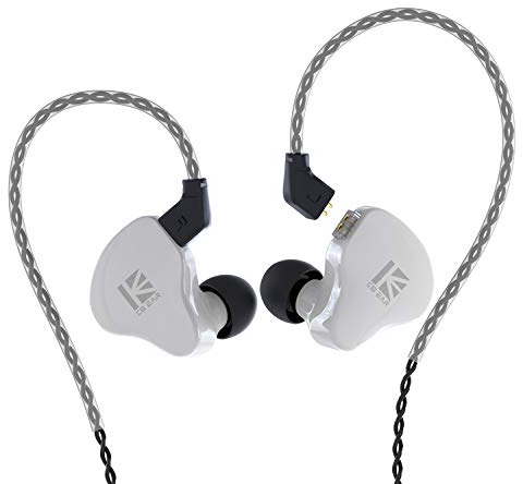 Yinyoo KBEAR KS1 in Ear Monitor, Auriculares Estéreo con Cable, Doble Circuito Magnectic Dinámico, HiFi Auriculares Cancelación de Ruido, Cable Desmontable(Blanco, sin Mic)