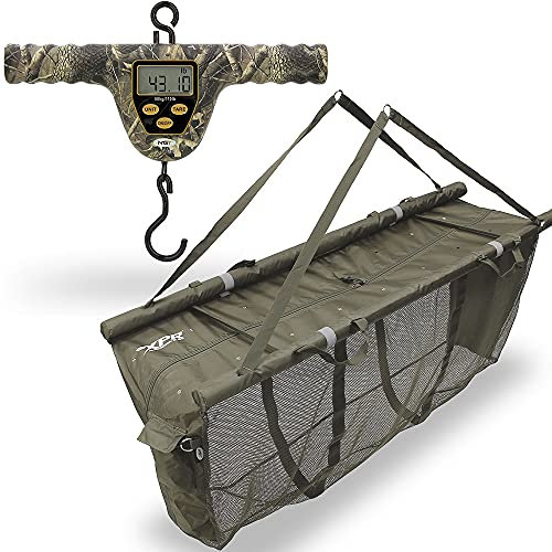 NGT XPR Schwimmende Wiegeschlinge, Karpfenangeln Zubehör, Stinktasche mit digitaler 50 kg LCD-Waage in T-Form