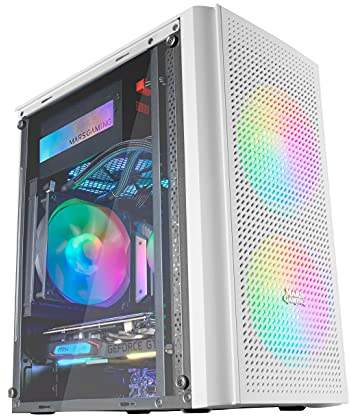 Mars Gaming MC300W Weiß, MicroATX PC Gehäuse, Gehärtetes Glas, Mesh Front, 3xFRGB Lüfter