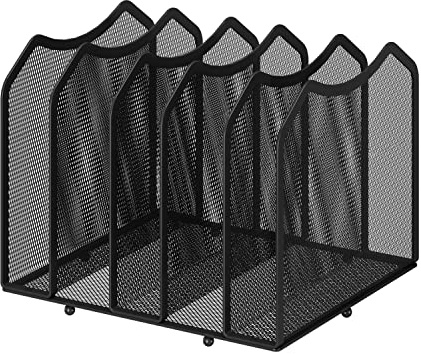 Simple Trending Mesh Desktop File Sorter Organizer, 5-Section Bookshelf for Desk Home Office, Black