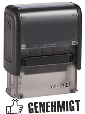 Selbstfärber Imprint 2/Lagertext – Genehmigt - von Kaufhaus2010 – Office Stempel zur Kennzeichnung von Dokumenten 46 mm lang