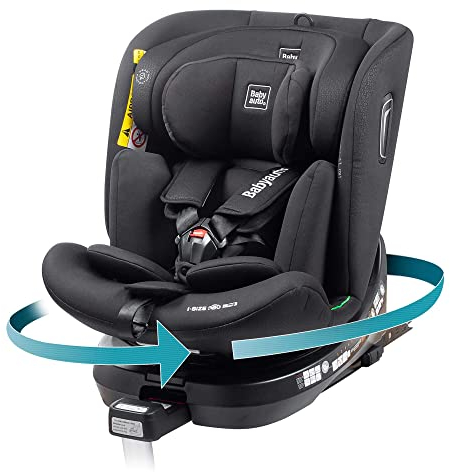 BABYAUTO - Aitana Baby Autositz 360° Drehbar ISOFIX mit Stützfuß - Kinder Autositz Gruppe 0+/1/2/3 (0-36 kg/0-12 Jahre) Autositz mit iSize - 5-Punkt-Sicherheitsgurt - Schwarz
