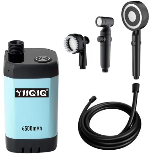 YIIQIQ Camping-Dusche, tragbare Campingdusche, tragbare Outdoor-Dusche, tragbare Duschpumpe, elektrische Dusche, Camping, tragbare Camping-Duschpumpe